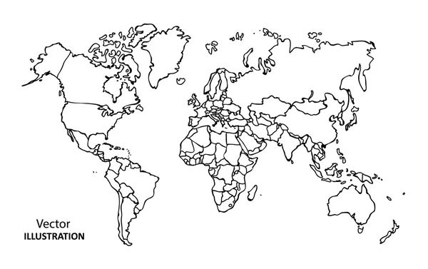 Σχεδίου παγκόσμιο χάρτη με τις χώρες — Φωτογραφία Αρχείου