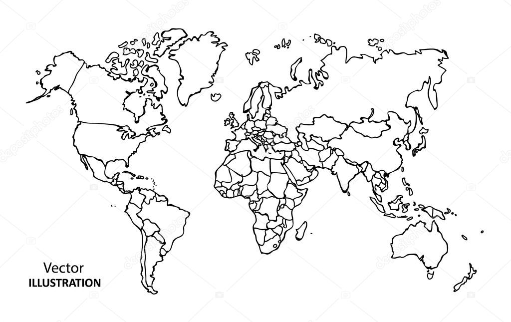 depositphotos_61286267 stock illustration hand drawing world map with