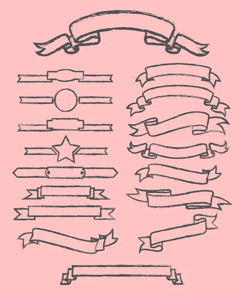 Vintage şerit afiş, resim seti.