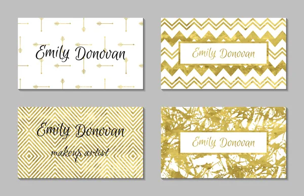 Set of 4 gold and white cards — Stock Vector