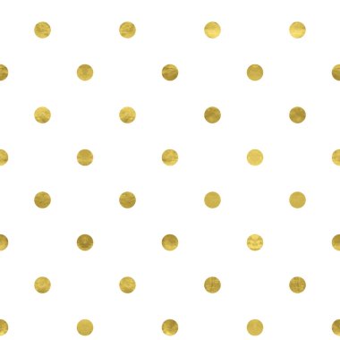 Parlak folyo desenli konfeti daireli altın ve beyaz desenli. Soyut vektör puantiyeleri. Kumaş tasarımı, duvar kağıdı, dekoratif kağıt, web tasarımı için parlak resimleme.