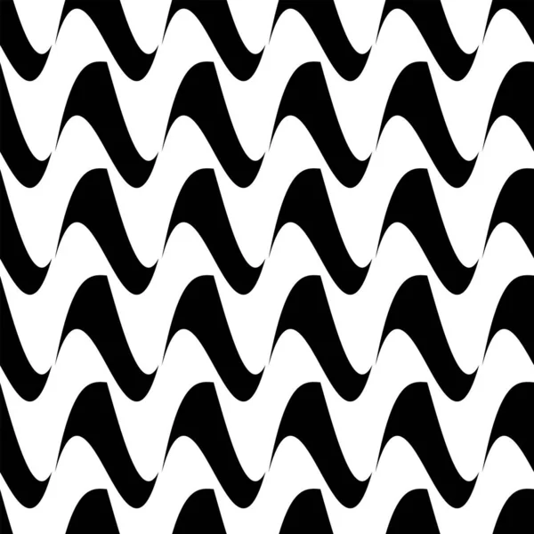 Geometric Black White Seamless Pattern Waves Abstract Vector Silhouette Drops — Stock Vector