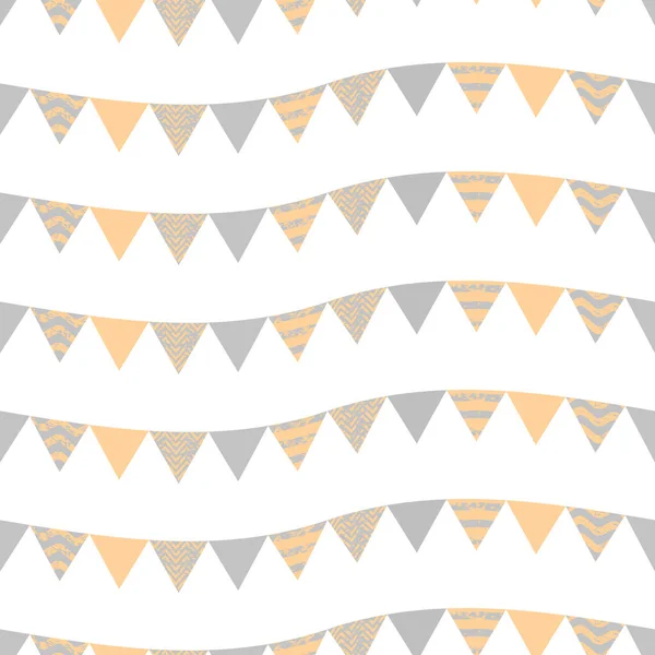 三角形のカラフルな幾何学的なシームレスなパターン 抽象ベクトルピラミッド ファブリックデザイン 装飾紙 ウェブデザイン ポストカードのための祭りの芸術イラスト — ストックベクタ