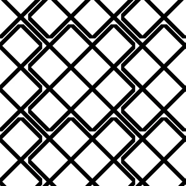 Geometric Black White Seamless Pattern Rhombs Abstract Vector Diamond Net — Stock Vector