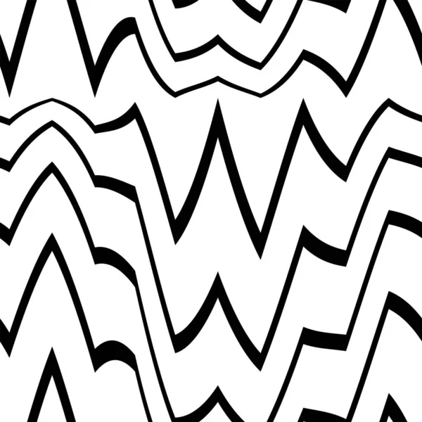 Geometrisches Schwarz Weiß Nahtmuster Mit Zickzack Abstrakte Vektorchevronwellen Einfarbige Künstlerische — Stockvektor