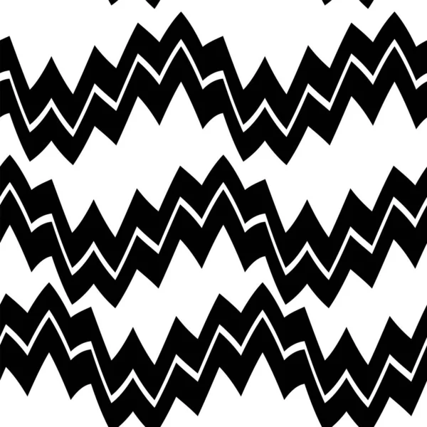 Geometrische Zwart Wit Naadloos Patroon Met Zigzag Abstracte Vectorchevrongolven Monochrome — Stockvector