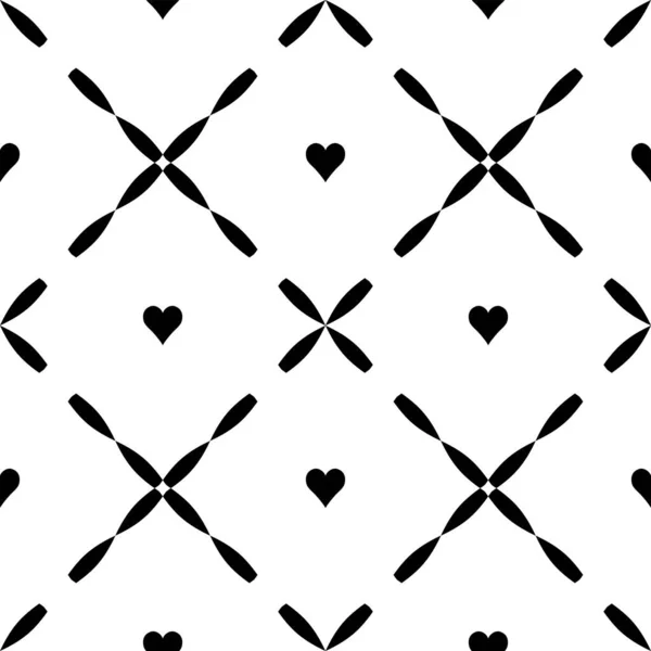 Geometrik Siyah Beyaz Kalpler Çıngıraklı Yılanlar Soyut Vektör Elmas Ağı — Stok Vektör