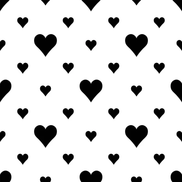 Geometrik Siyah Beyaz Kalpli Kusursuz Desen Soyut Vektör Sanatı Kumaş — Stok Vektör
