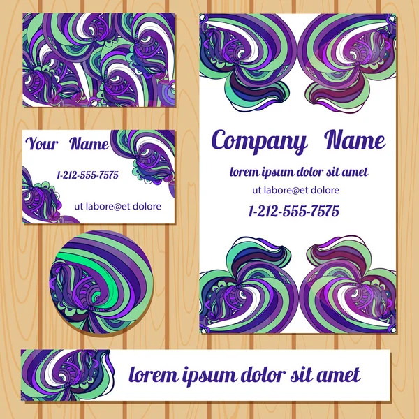 Corporate identity  templates set with purple pattern. — Stock Vector