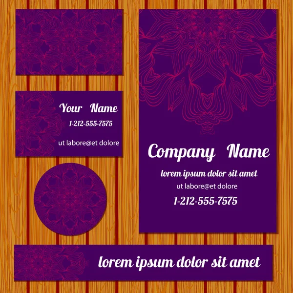 Corporate identity templates set with floral pattern. — Stock Vector