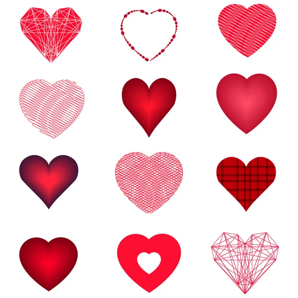 Conjunto de corazones vectoriales variados . — Archivo Imágenes Vectoriales