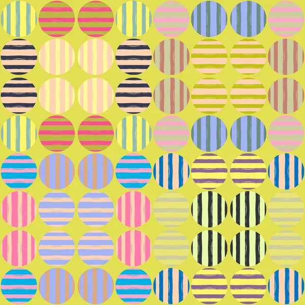 Cenário de fantasia com círculos com um padrão de listras multicoloridas — Vetor de Stock
