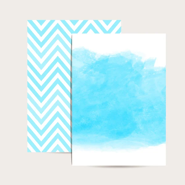 Set of 2 blue  watercolor cards — Stock Vector