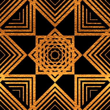 Siyah ve altın desenli.