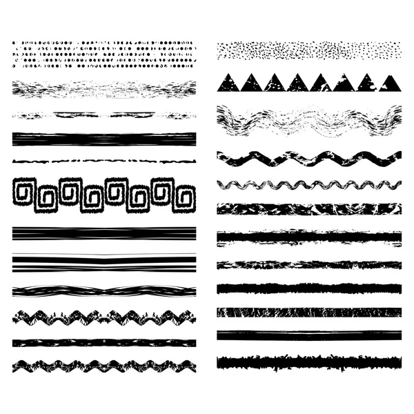 Conjunto vectorial de pinceladas o divisores sin costura — Archivo Imágenes Vectoriales