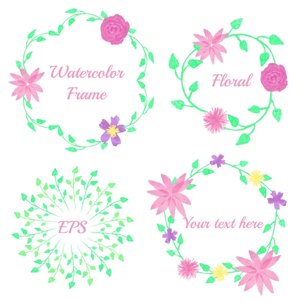 Floral watercolor frames — Stock Vector
