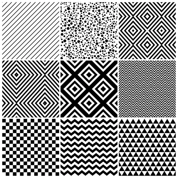 Set of 9 abstract geometric patterns. — Stock Vector