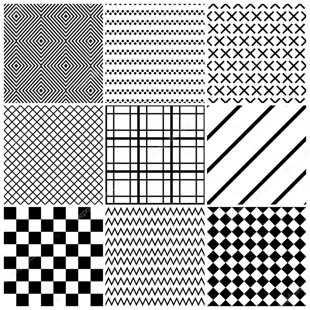 Set of 9 abstract geometric patterns.