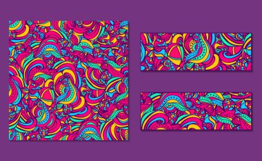 2 parlak ve canlı seamless modeli kümesi afiş soyut