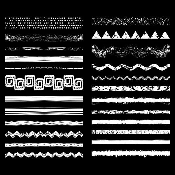 Conjunto vetorial de pinceladas sem costura ou divisores . —  Vetores de Stock