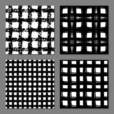 Set of 4 monochrome abstract seamless pattern.
