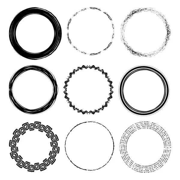 Set of grunge artistic circles.
