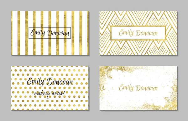 Set of 4 gold and white business card template or gift cards.