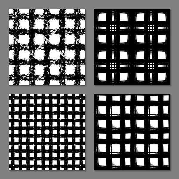 Набор из 4 монохромных абстрактных бесшовных шаблонов . — стоковый вектор