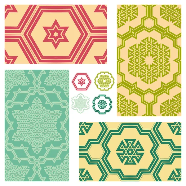 Set of 4 abstract retro  patterns. — Stok Vektör