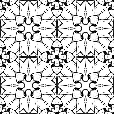 Freehand seamless pattern with abstract flowers.