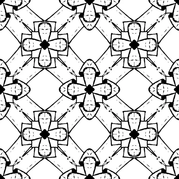 Freehand seamless pattern with abstract flowers. — Stok Vektör