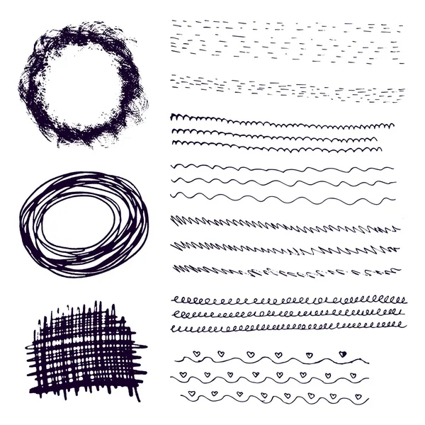 Conjunto de vetores de elementos isolados de rabiscos desenhados à mão . —  Vetores de Stock