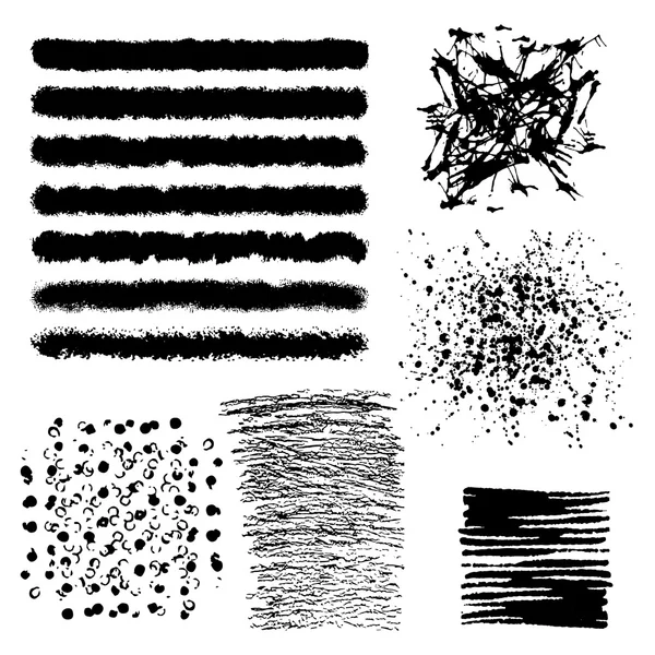 Vector set of black brush strokes — Stock Vector