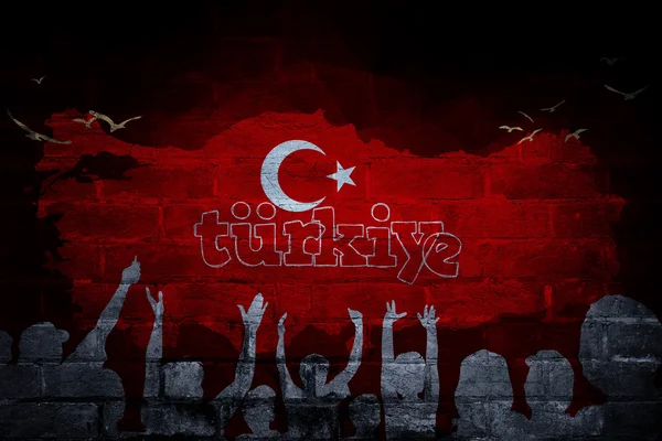 Bendera Turki, Desain Peta Turki — Stok Foto