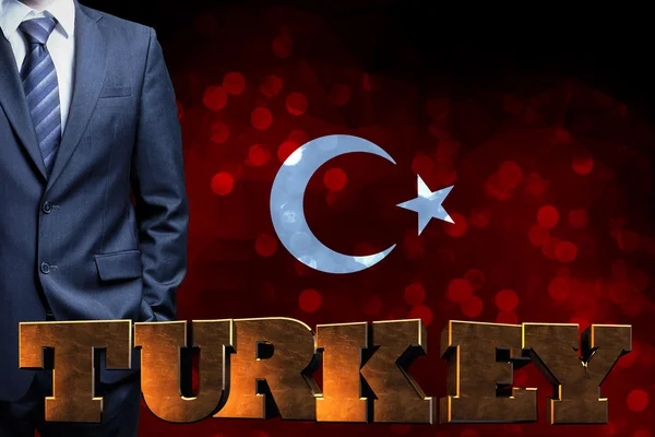 Τουρκική σημαία, τουρκική χάρτηs σχεδιάζω — Φωτογραφία Αρχείου