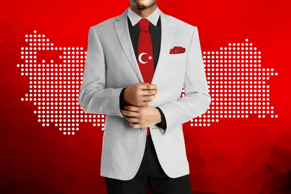 Τουρκική σημαία, τουρκική χάρτηs σχεδιάζω — Φωτογραφία Αρχείου