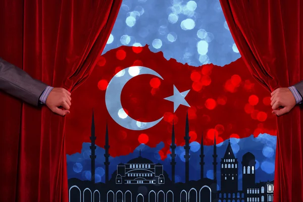 Türk bayrağı, Türk harita tasarım — Stok fotoğraf