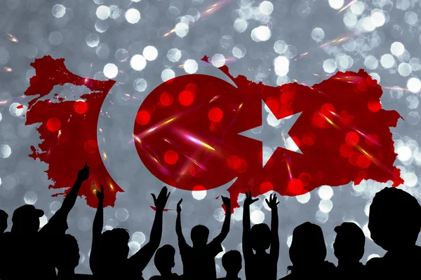 Türk bayrağı, Türk harita tasarım — Stok fotoğraf