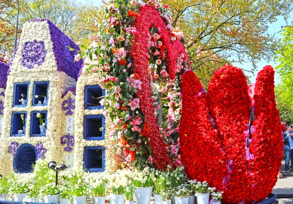 Sassenheim Netherlands April 2018 100 Years Bloemencorso Bollenstreek Flower Parade 스톡 이미지