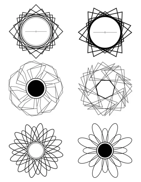 Cadres Abstraits Éléments Géométriques Étiquettes Vecteur Illustrations Contour — Image vectorielle