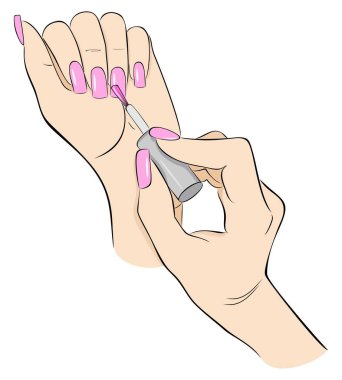 Tırnaklarını cila ile boya. Manikürlü kadın elleri