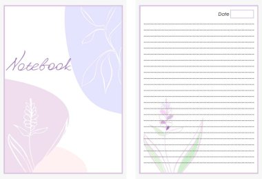 Çiçekli defter kapağı. Pastel gölgelerde soyut arkaplan