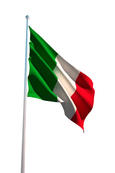 Italienische Flagge isoliert auf weißem Grund — Stockfoto