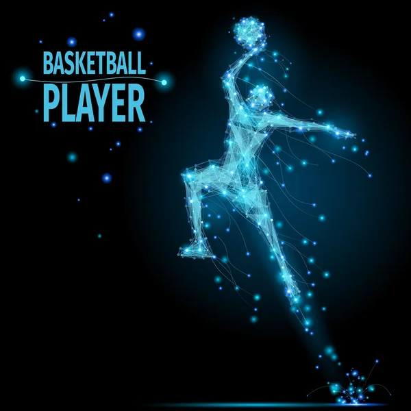 Jugador de baloncesto poligonal — Vector de stock