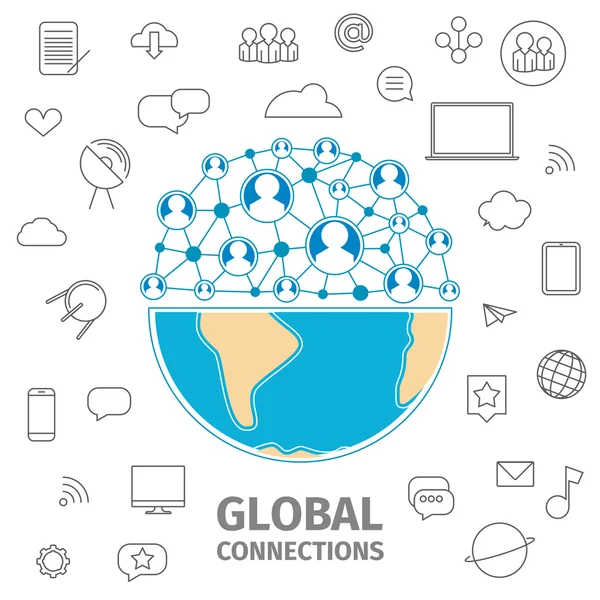 Global connections line — Stock Vector