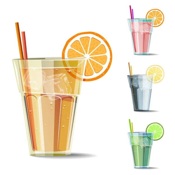 Cocktails mis sur blanc — Image vectorielle