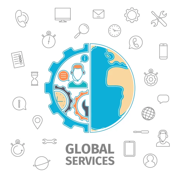 Koncept globální služby — Stockový vektor