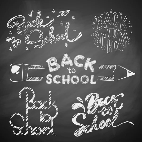 Voltar para a escola no quadro negro — Vetor de Stock