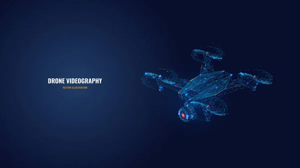Image polygonale abstraite du drone avec caméra — Image vectorielle