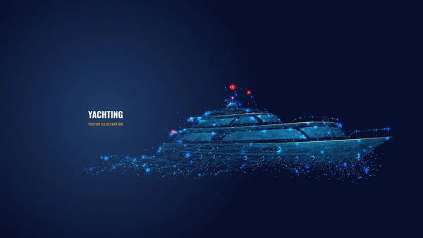Цифровий багатокутний каркас концепції яхтингу — стоковий вектор